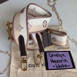 SOLD-Authentic Louis Vuitton Jacquard Bandouliere/Guitar Strap Brown/Beige